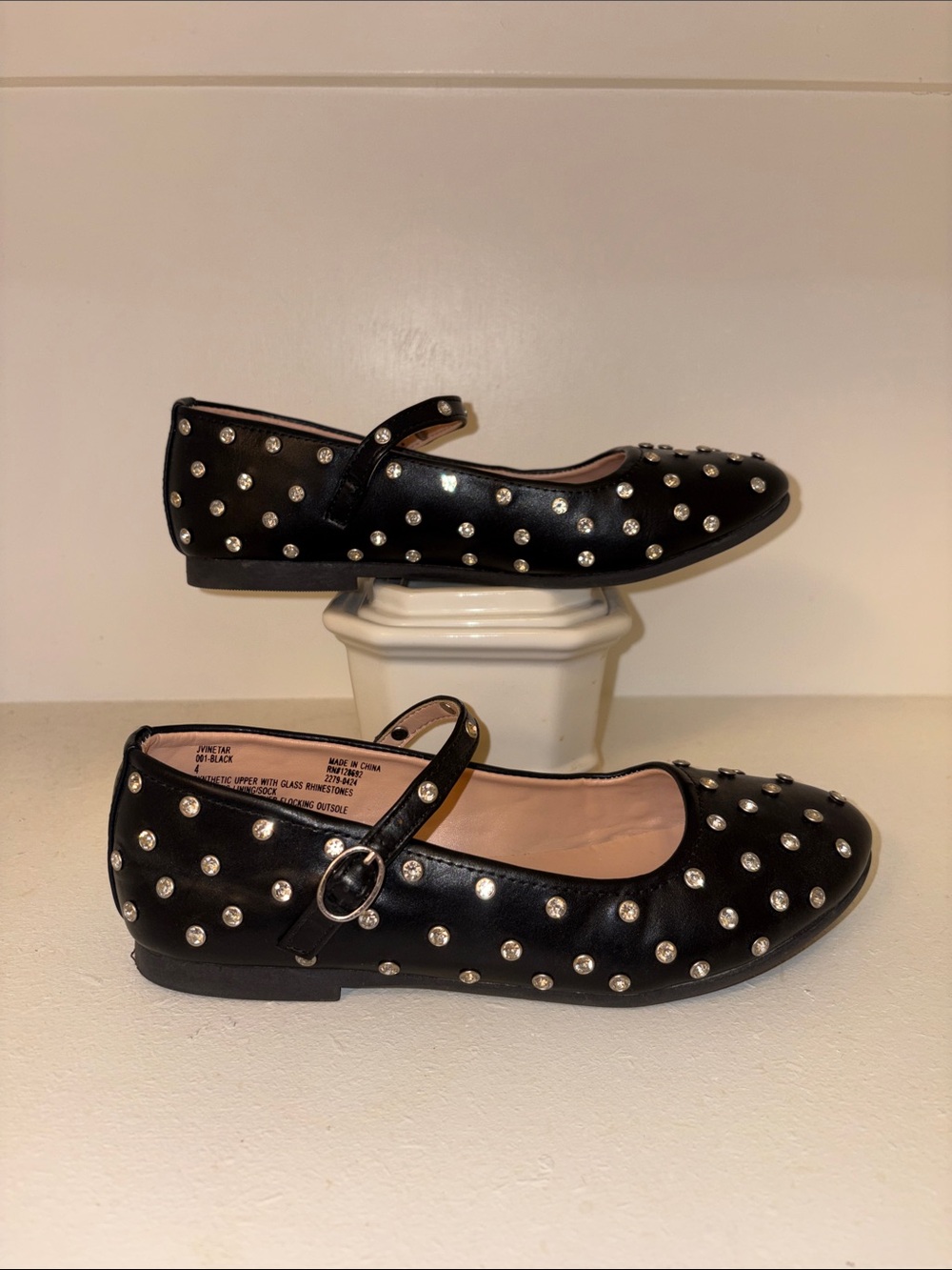 Steve Madden Girls' Black Studded Mary Jane Flats